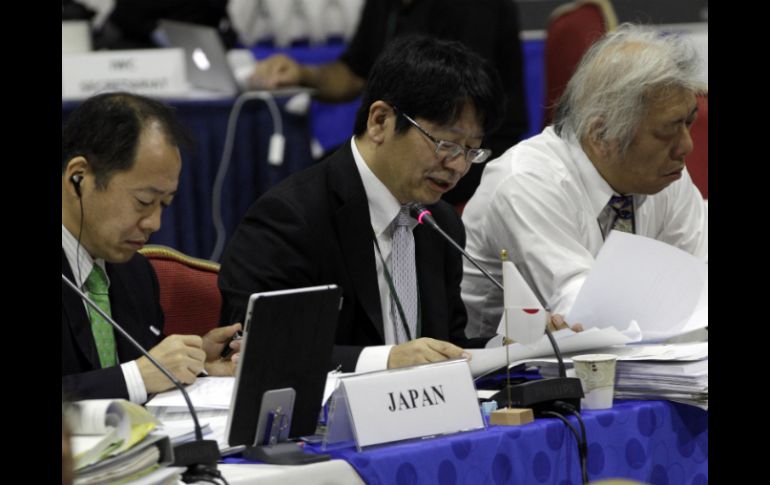 El representante de la delegación japonesa, Kenji Kagawa en la 64º reunión de la CBI. AP  /