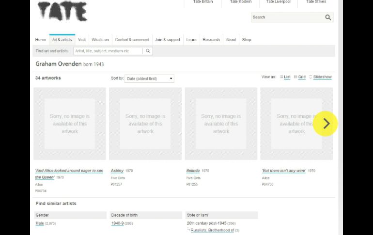 La prestigiada galería ha retirado de su colección online los grabados de Ovenden. ESPECIAL /