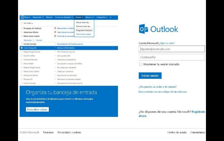 Las direcciones de correo electrónico emigradas de Hotmail no sufren cambios en el nuevo servicio. ESPECIAL /