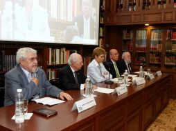 Los escritores Jaime Labastida Ochoa, Vicente Quirarte, Felipe, Garrido y Hugo Gutiérrez Vega recordaron con cariño al poeta. NTX /