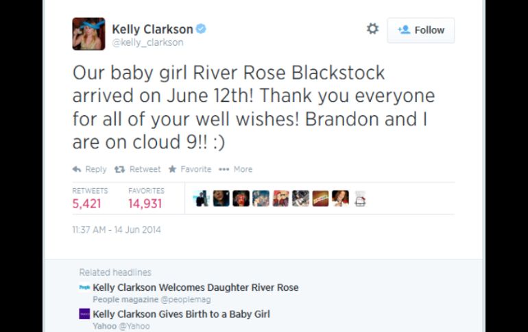 La ganadora de 'American Idol' comparte este momento en su cuenta de twitter. ESPECIAL /