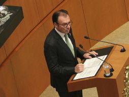 Videgaray durante su comparecencia ante el pleno del Senado de la República. NTX / J. González