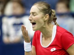 Ekaterina Makarova suplió a MaSha y ganaron el dobles, el único punto para Rusia. EFE / S. Ilnitsky