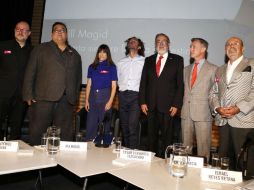 Ricardo Raphael, Cuauhtémoc Medina, Jill Magid, César Cervantes, Luis Vega,  Ismael Reyes y Enrique X de Anda. SUN / A. Salinas