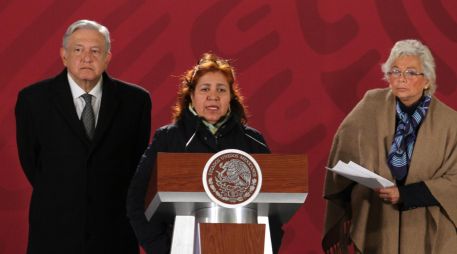 ''Exigimos verdad, exigimos justicia, exigimos castigo para los asesinos de Javier, los materiales, pero sobre todo los intelectuales'', dijo Triana esta mañana en Palacio Nacional. NTX / O. Ramírez