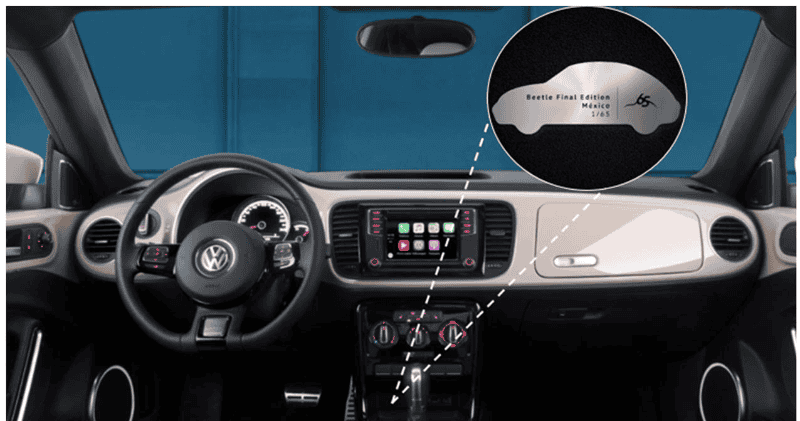 Placa conmemorativa del Beetle Final Edition