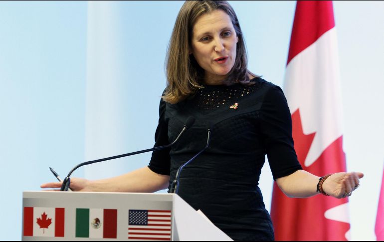 Freeland preveía reunirse el miércoles con el representante comercial estadounidense Robert Lighthizer y el subsecretario para América del Norte de la cancillería mexicana, Jesús Seade. NTX/ ARCHIVO