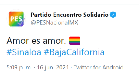 Además el partido se deslindó de los mensajes publicados en dichas redes sociales. TWITTER / @PESNacionalMX