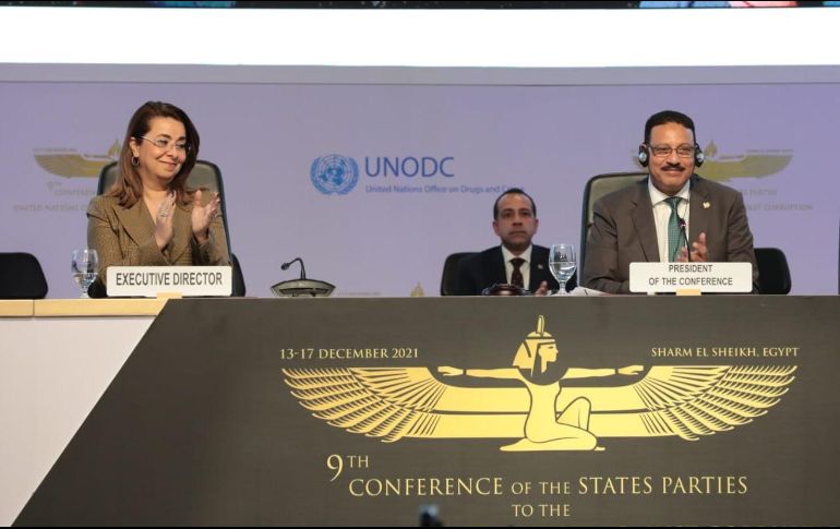 La novena sesión de la Conferencia de los Estados Partes de la Convención de las Naciones Unidas contra la Corrupción (CNUCC) concluyó este viernes en la ciudad egipcia de Sharm al Sheij. TWITTER / @UNODC