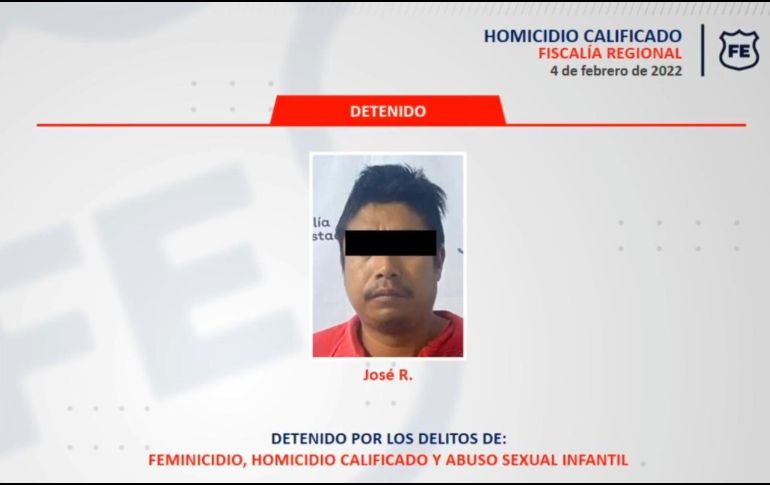 A José “R” se le acusa de los delitos de homicidio calificado, abuso sexual infantil y feminicidio. ESPECIAL
