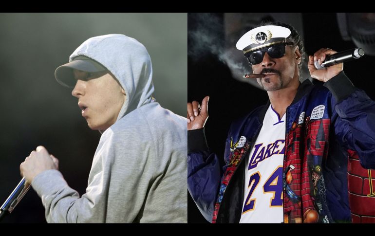 Los legendarios raperos, Eminem y Snoop Dogg, sorprendieron a la audiencia con una colaboración estrenada sin previo aviso. AP/ Chris Pizzello