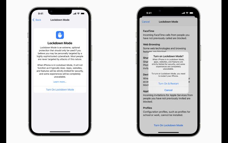 El nuevo 'Lockdown Mode' estará disponible en los sistemas iOS 16, iPadOS 16 y macOS Ventura APPLE/ Cortesía