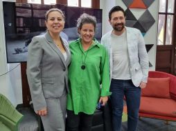 Durante la conferencia de prensa estuvieron presentes (izq a der) Mariana Aymerich Ordóñez, directora del FIC; Lourdes González, secretaria de Cultura Jalisco y Álvaro Lara, director de Desarrollo Cultural y Artístico. EL INFORMADOR / K. Esparza