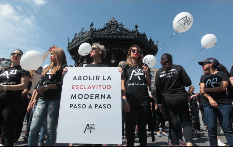Manifestación de la organización organización A21. La mayoría de las víctimas de explotación son mujeres, según cifras de autoridades. EL INFORMADOR/Archivo