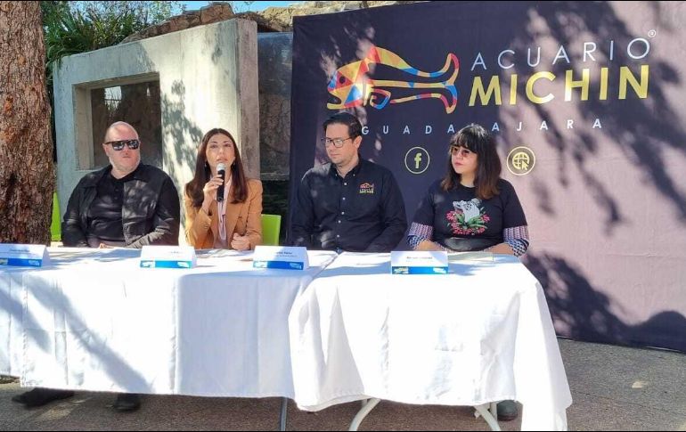 César Aréchiga, director de la Fundación César Aréchiga A.C.; Nanyuki Grageda Arellano, de la Marca Ciudad Guadalajara Guadalajara; Juan Carlos Pérez, director comercial del Acuario Michin, y Miriam Jiménez, del Colectivo Mirada Tapatía. EL INFORMADOR/ N. Gutiérrez