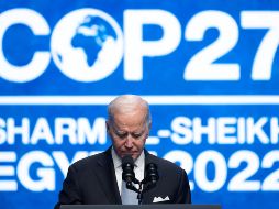 El presidente Biden pronuncia su discurso en la COP27 de la ONU, dejando inconformes a Greenpeace y a los representantes de países vulnerables. AFP/S. Loeb