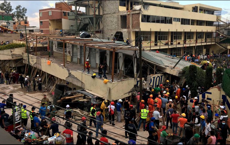 El Colegio Rébsamen colapsó el 19 de septiembre de 2017 debido a que tenía irregularidades en la construcción. ARCHIVO