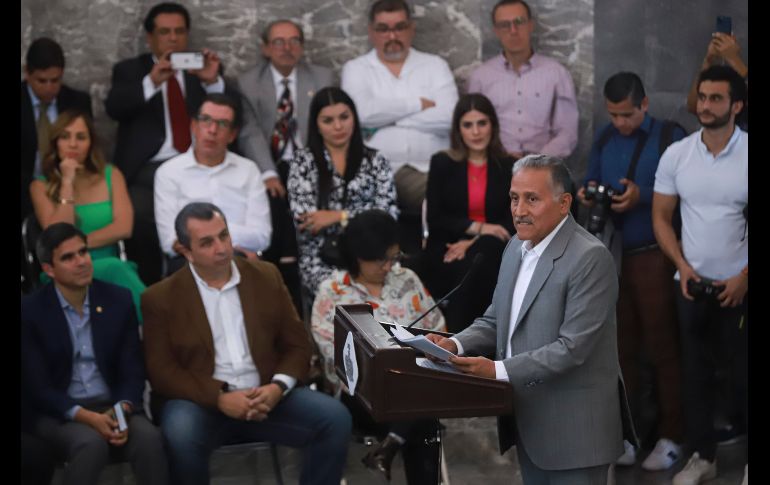 En su discurso el mandatario destacó el papel que Zamora Jiménez ha desempeñado en la política de Jalisco y del País, ocupando diversos cargos en la función pública. EL INFORMADOR / C. Zepeda