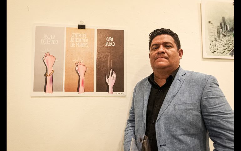 Qucho agradeció la apertura de PALCCO para exponer su obra, un total de 26 cartones publicados durante los últimos 4 años. EL INFORMADOR / H. Figueroa