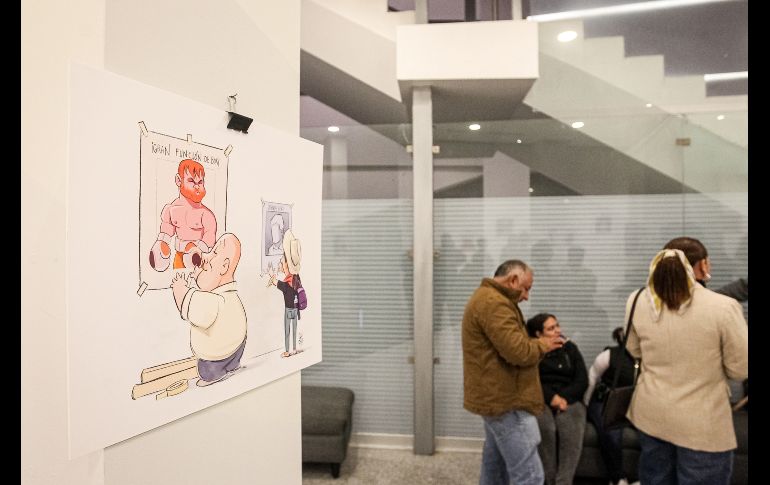 Qucho agradeció la apertura de PALCCO para exponer su obra, un total de 26 cartones publicados durante los últimos 4 años. EL INFORMADOR / H. Figueroa