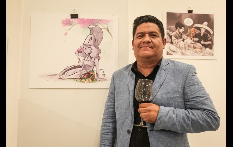 Qucho agradeció la apertura de PALCCO para exponer su obra, un total de 26 cartones publicados durante los últimos 4 años. EL INFORMADOR / H. Figueroa