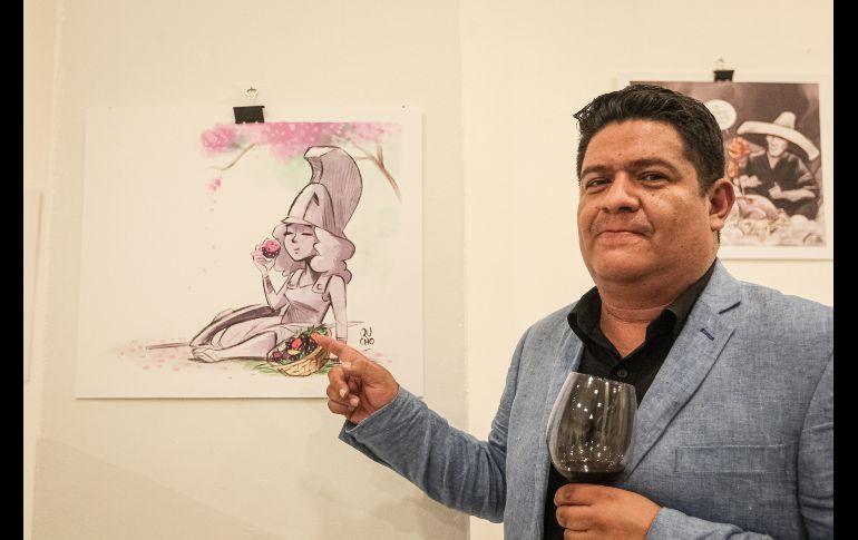 Qucho agradeció la apertura de PALCCO para exponer su obra, un total de 26 cartones publicados durante los últimos 4 años. EL INFORMADOR / H. Figueroa