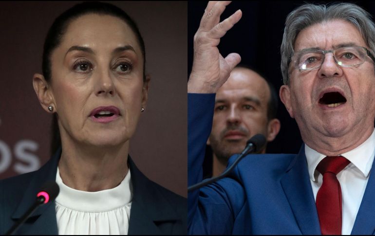 La virtual presidenta electa Claudia Sheinbaum felicitó ayer domingo a Jean-Luc Mélenchon por el triunfo de la coalición de izquierdas Nuevo Frente Popular. ESPECIAL, SUN y EFE / A. Pain