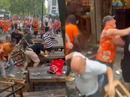 Los aficionados de Inglaterra y Países Bajos se encontraron en un bar y terminaron peleándose. ESPECIAL.