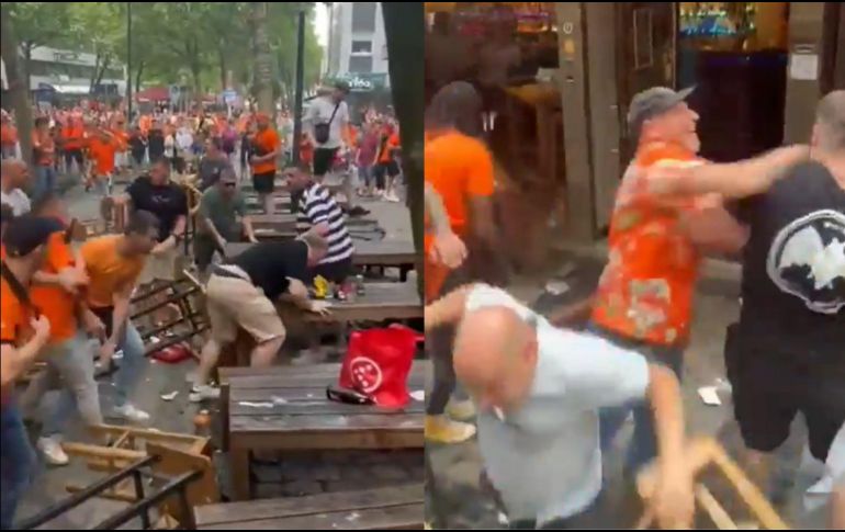 Los aficionados de Inglaterra y Países Bajos se encontraron en un bar y terminaron peleándose. ESPECIAL.