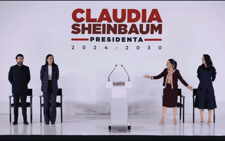 Claudia Sheinbaum, presidenta electa de México, presenta a quienes serán sus secretarios del Trabajo, Marath Bolaños; Turismo, Josefina Rodríguez Zamora y Cultura, Claudia Curiel de Icaza. SUN / D. Simón Sánchez