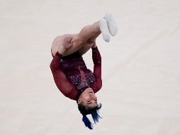 Alexa Moreno durante su ejercicio de piso en la ronda de clasificación de la competencia de gimnasia artística. AP/F. Seco