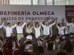 el Presidente Andrés Manuel López Obrador encabezó la tarde de este sábado la ceremonia de inicio de producción de la refinería Olmeca. SUN/G. Pano.