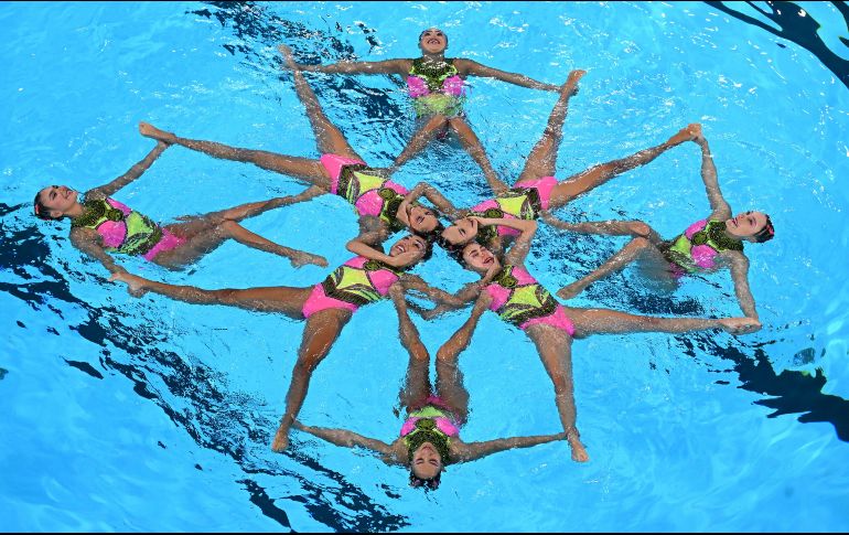 Las sirenas mexicanas cuidaron cada detalle en su rutina, la cual fue ejecutada a la perfección. XINHUA/Y. Fang