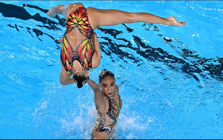 Los elementos acrobáticos de las mexicanas hicieron vibrar a las tribunas del Centro Acuático de París. XINHUA/X. Yifang