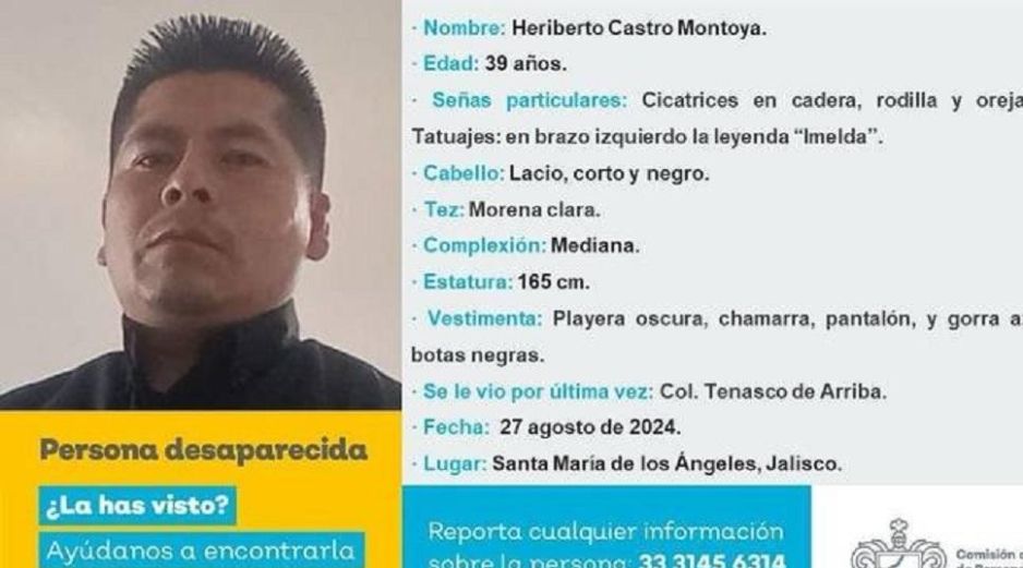 Heriberto Castro y su compañero atendieron un reporte de disparos de arma de fuego antes de desaparecer. ESPECIAL/Comisión de Búsqueda de Personas del Estado de Jalisco