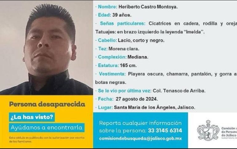 Heriberto Castro y su compañero atendieron un reporte de disparos de arma de fuego antes de desaparecer. ESPECIAL/Comisión de Búsqueda de Personas del Estado de Jalisco