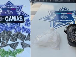 En dos hechos no relacionados, fueron incautadas cantidades significativas de droga a dos sujetos que fueron detenidos. ESPECIAL / Policía de Guadalajara
