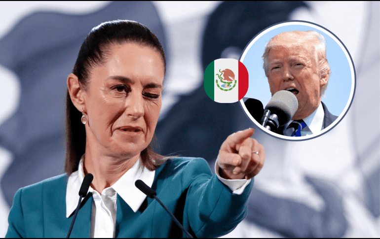 La presidenta Claudia Sheinbaum participa en rueda de prensa en Palacio Nacional de la Ciudad de México ante investidura de Trump. EFE/ M. Guzmán