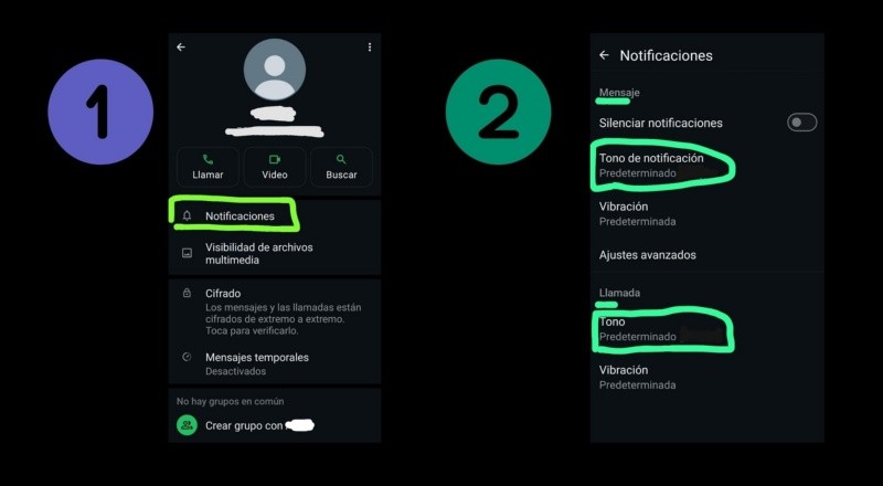 Establecer un tono personalizado&nbsp;en contactos específicos de WhatsApp