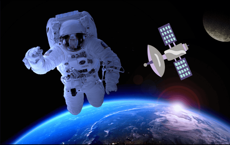 Astronautas de la NASA hacen mantenimiento en la EEI. ESPECIAL/CANVA