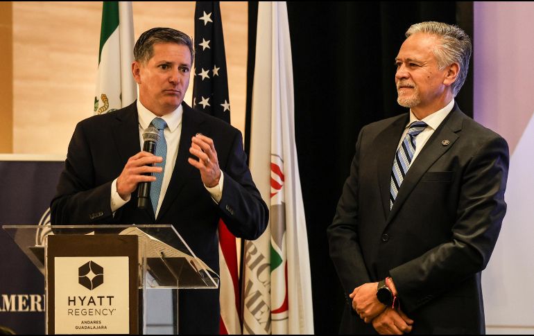 El presidente nacional de American Chamber México, Carlos García, destacó la relevancia de la colaboración binacional entre México y Estados Unidos. EL INFORMADOR/A. Navarro.