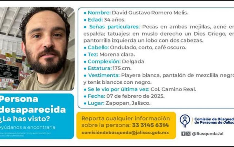 Piden a la ciudadanía que cualquier información que pueda aportar al caso pueda ser compartida al número 33 3145 6314, o al correo: comisiondebusqueda@jalisco.gob.mx. ESPECIAL