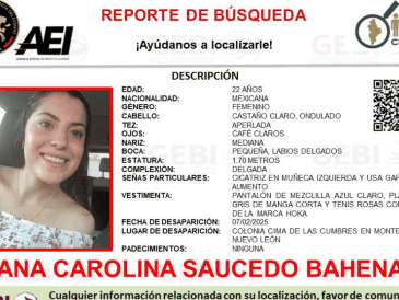 De acuerdo con familiares de la joven, el pasado viernes 7 de febrero la dejaron en las puertas de  la Universidad del Valle de México, campus Cumbres, en la colonia Cima de las Cumbres,sin embargo, Ana Carolina no entró al inmueble, por lo que se desconoce qué sucedió después. CORTESÍA.