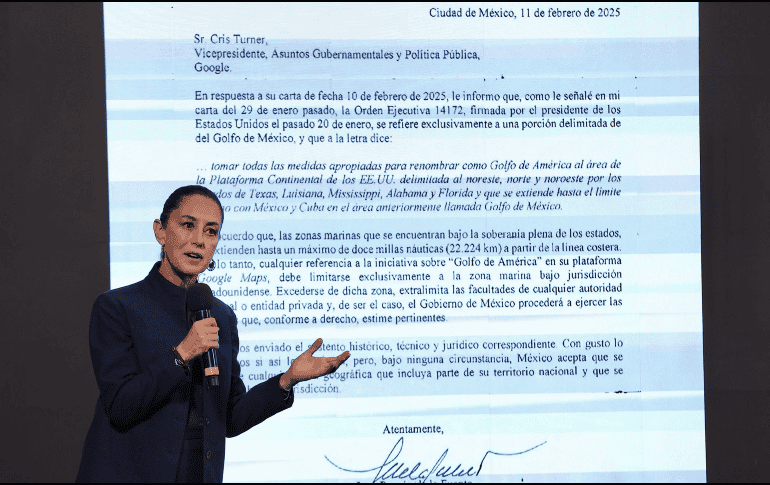 Claudia Sheinbaum, en la conferencia matutina de este lunes en Palacio Nacional. SUN / B. Fregoso