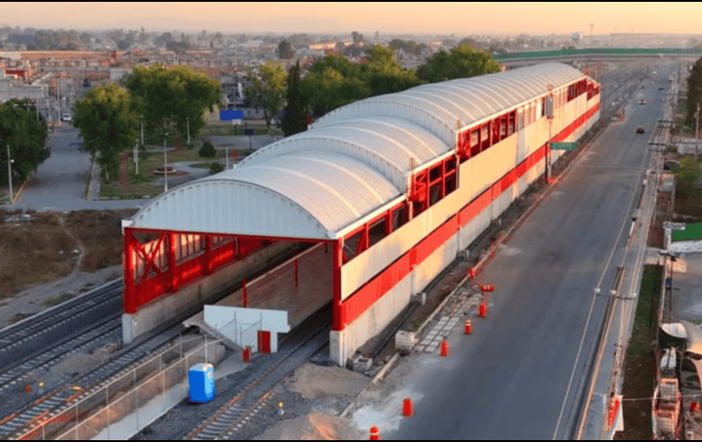 La construcción de la estación Prados Sur del Tren Suburbano AIFA. X/ @SntVTC