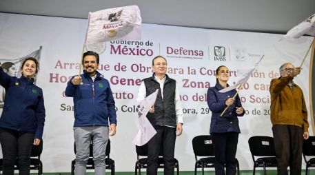 Alfonso Durazo Montaño y  Claudia Sheinbaum Pardo, dieron el banderazo de arranque de obra del nuevo Hospital General de Zona.ESPECIAL / SUN