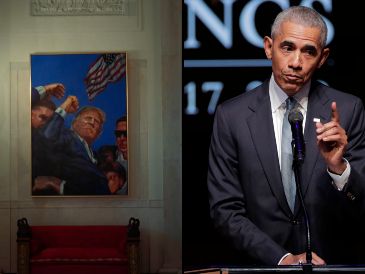 La nueva pintura fue instalada en el vestíbulo de la residencia presidencial donde colgaba el retrato de Obama durante los últimos meses de la Administración de Joe Biden. ESPECIAL / X: @WhiteHouse / AP / ARCHIVO