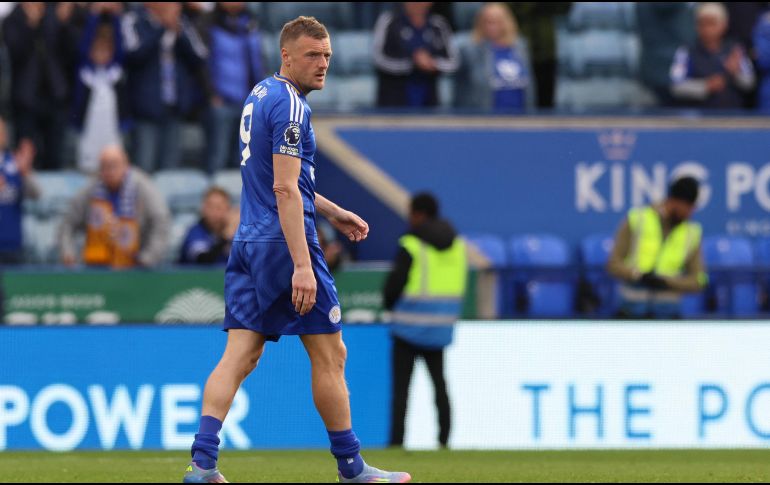 A Jamie Vardy le quedan cinco partidos con el Leicester. Su último partido en casa será el 18 de mayo contra Ipswich. AFP / ARCHIVO