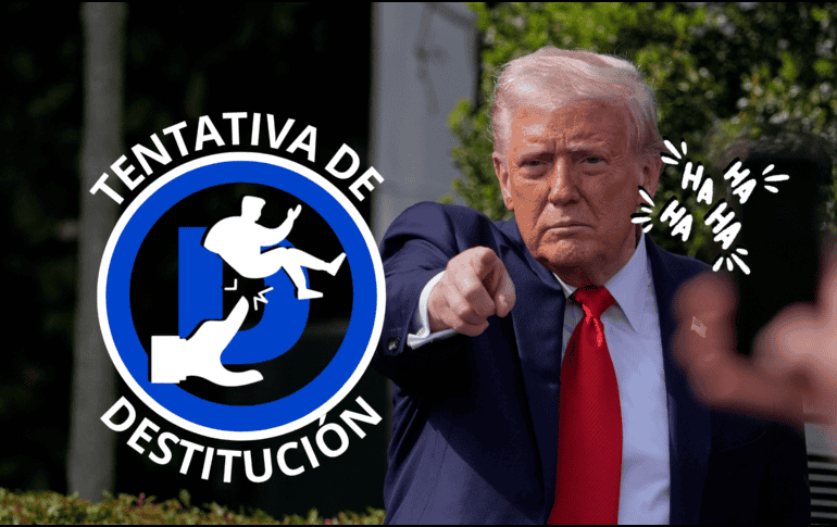 Trump bromea sobre la posibilidad de que traten de destituirlo de nuevo. AP foto/M. Balce Ceneta/CANVA.