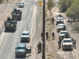 Elementos de la Fuerza Operativa Conjunta de la Frontera Sur y fuerzas mexicanas, durante un patrullaje “espejo” en la frontera norte de México. ESPECIAL